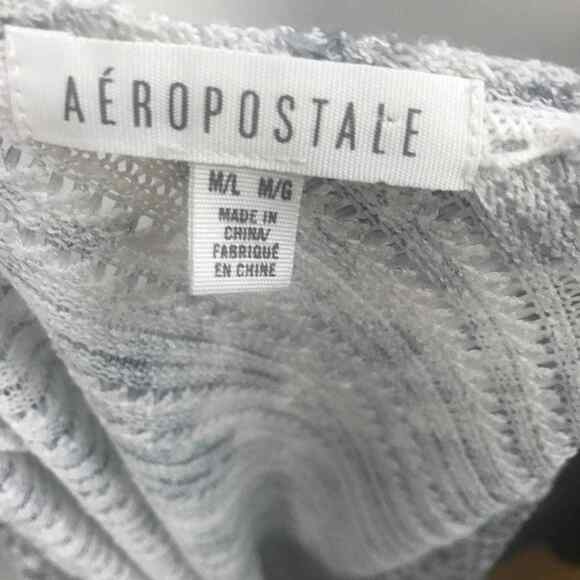 Aeropostale sweater Poncho Cropped Fringe Blue Lightweight Medium - Picture 2 of 7